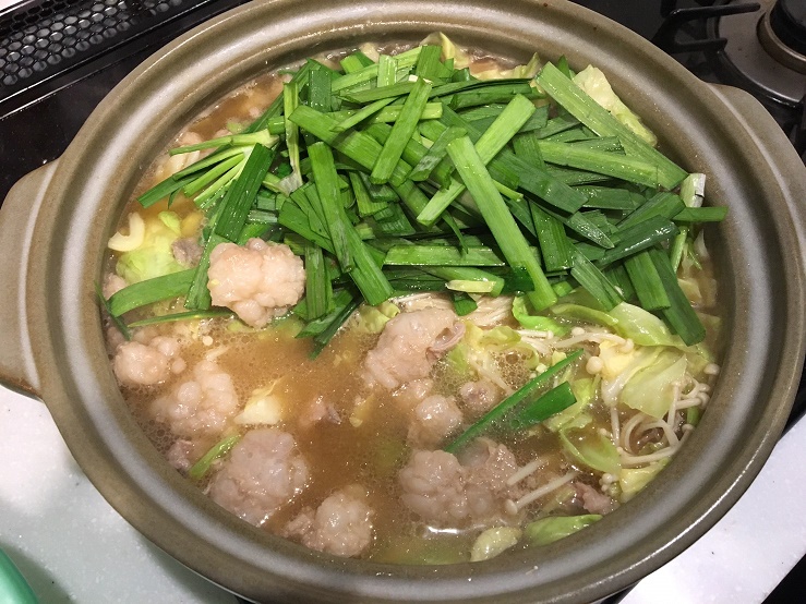 野菜を投入したもつ鍋